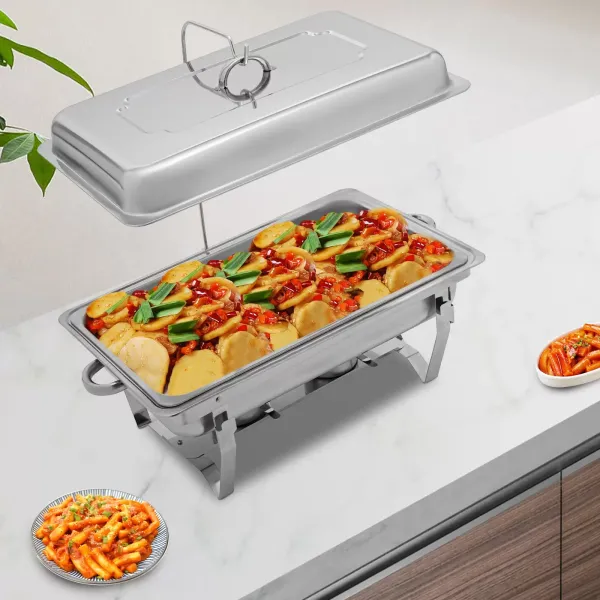 Calentador de alimentos de acero inoxidable con tapa y marco plegable, 9 l, ideal para restaurantes, cafeterías, hoteles, bodas, fiestas Calentador de alimentos de acero inoxidable con tapa y marco plegable, 9 l, ideal para restaurantes, cafeterías, hoteles, bodas, fiestas