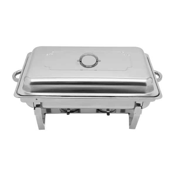 Calentador de alimentos de acero inoxidable con 3 sartenes y marco plegable de plata 3 litros/cada plato, calentador de alimentos con tap