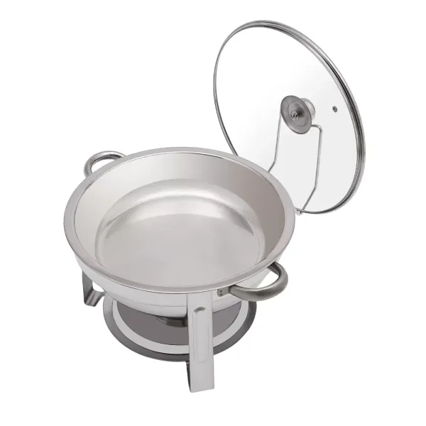 Estufa de comedor redonda de acero inoxidable de 5 litros (se puede colgar la tapa de vidrio)