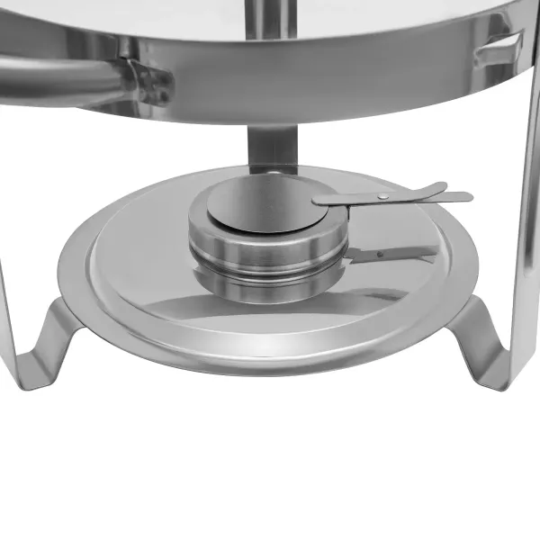 Estufa de comedor redonda de acero inoxidable de 5 litros (se puede colgar la tapa de vidrio) Estufa de comedor redonda de acero inoxidable de 5 litros (se puede colgar la tapa de vidrio)