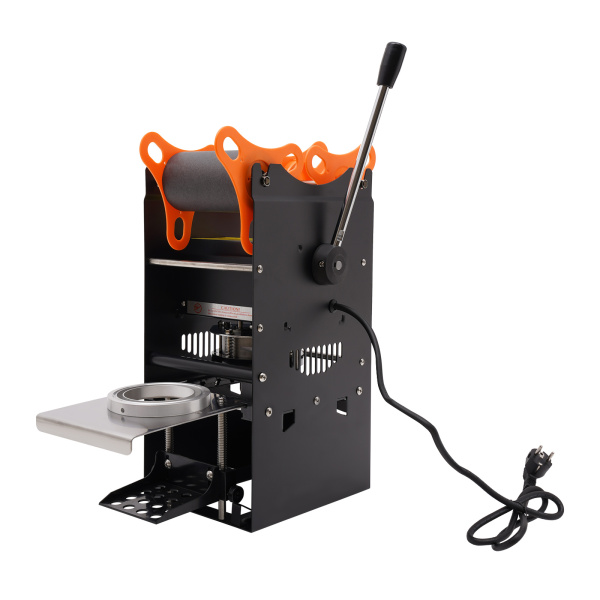 Máquina Manual de sellado de tazas de té, 300W, Aproximadamente 300 tazas/hora, Temperatura ajustable 0-250 ℃, 27*27*65 cm, Negro