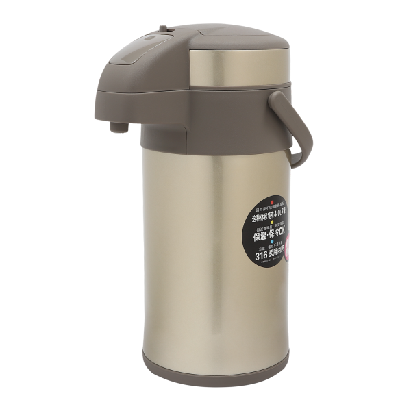 4L hervidor de bomba botella aislante cafetera bebedero, máquina de café de acero inoxidable aislante al vacío, dorado