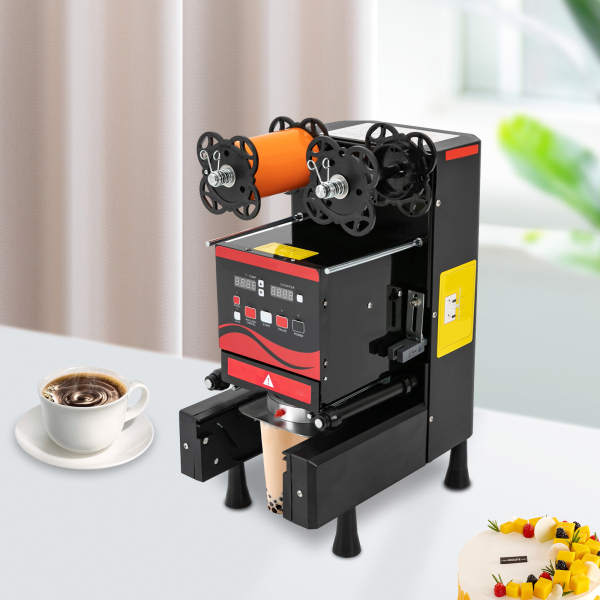 Máquina de sellado automática Máquina de sellado de té con leche para PP PE PET PS PVC y tazas de papel 350W 220V Negro