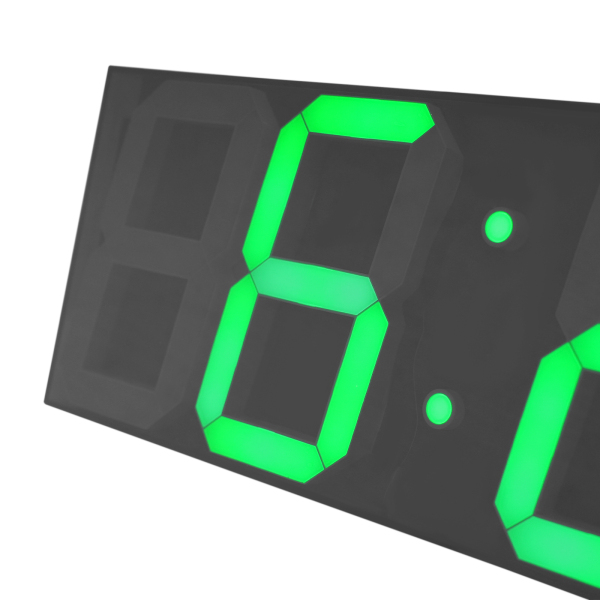 Reloj digital LED, reloj de pared LED, reloj digital LED con control remoto para salas de estar, oficinas - Fuente verde