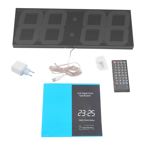 Reloj digital LED, reloj de pared LED, reloj digital LED con control remoto para salas de estar, oficinas - Fuente azul Reloj digital LED, reloj de pared LED, reloj digital LED con control remoto para salas de estar, oficinas - Fuente azul