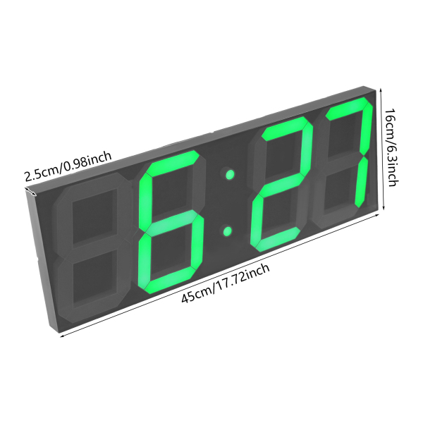 Reloj digital LED, reloj de pared LED, reloj digital LED con control remoto para salas de estar, oficinas - Fuente azul