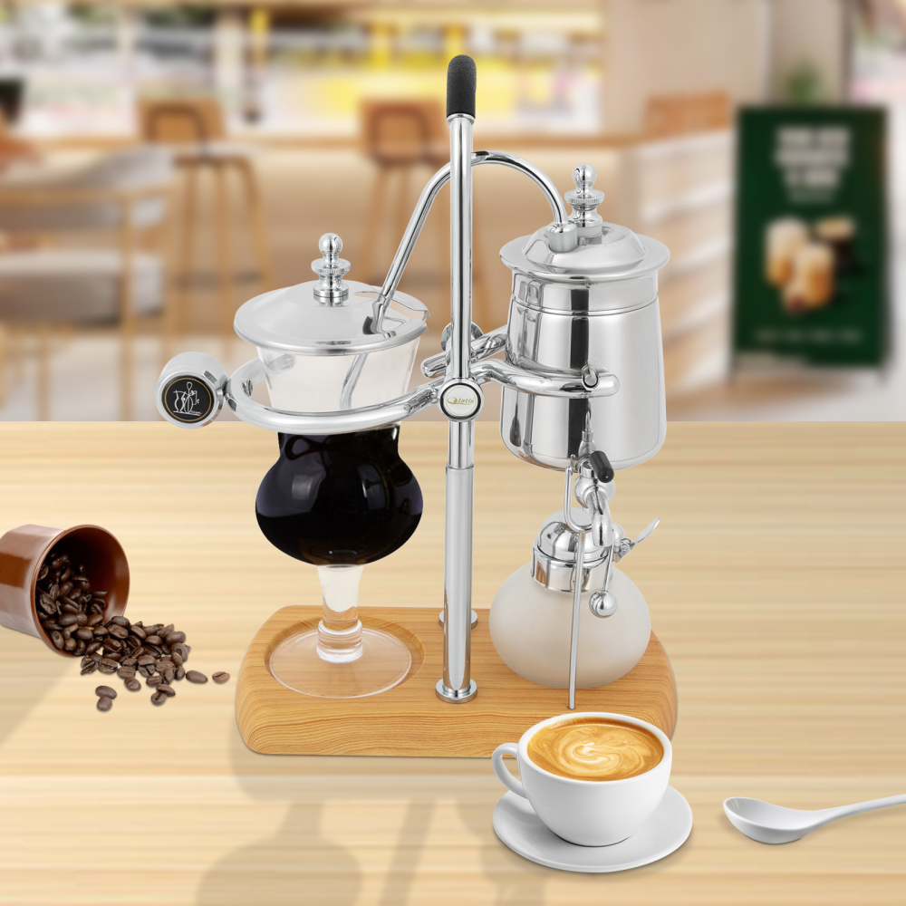 Cafetera de Sifón Balance Cafetera de Vacío Cafetera de Sifón Belga Cafetera de Extracción de Café Té (Plateada)