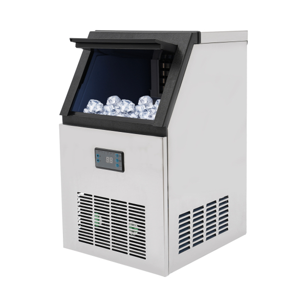 Máquina de hielo de 75 kg / 24 H, para cubitos de hielo comerciales con pantalla LCD, acero inoxidable, para casa, oficina, restaurante, bar