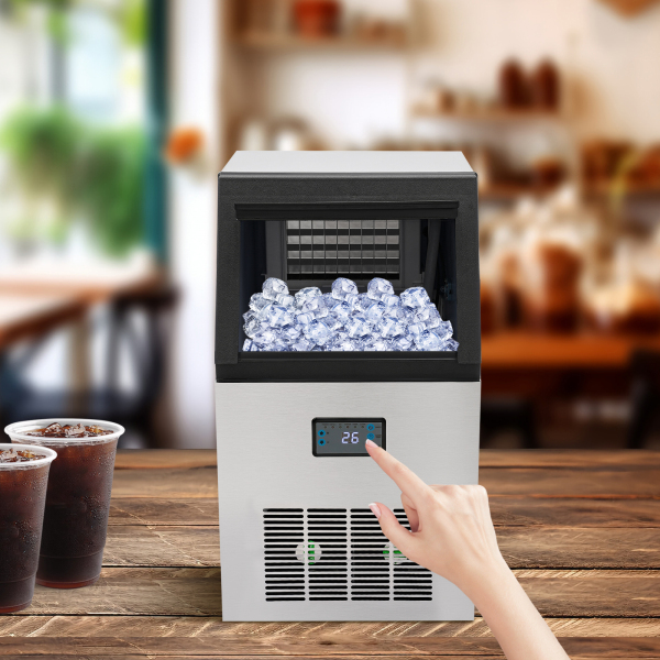 Máquina de hielo de 75 kg / 24 H, para cubitos de hielo comerciales con pantalla LCD, acero inoxidable, para casa, oficina, restaurante, bar Máquina de hielo de 75 kg / 24 H, para cubitos de hielo comerciales con pantalla LCD, acero inoxidable, para casa, oficina, restaurante, bar