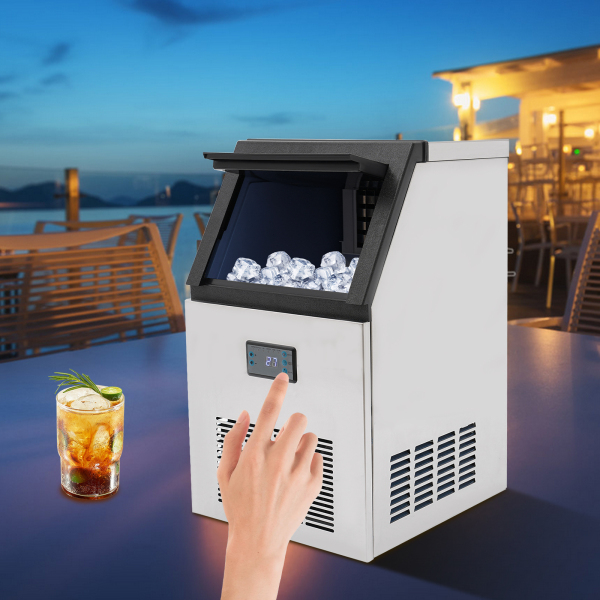 Máquina de hielo de 75 kg / 24 H, para cubitos de hielo comerciales con pantalla LCD, acero inoxidable, para casa, oficina, restaurante, bar Máquina de hielo de 75 kg / 24 H, para cubitos de hielo comerciales con pantalla LCD, acero inoxidable, para casa, oficina, restaurante, bar