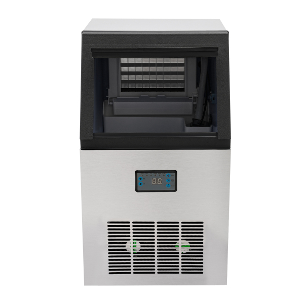 Máquina de hielo de 75 kg / 24 H, para cubitos de hielo comerciales con pantalla LCD, acero inoxidable, para casa, oficina, restaurante, bar