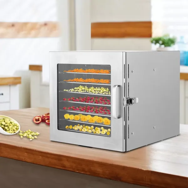 Deshidratador de acero inoxidable, 700 W, temperatura ajustable, 35-90 ℃, temporizador ajustable 0-24 horas, para frutas, verduras, 30 x 35 x 32 cm