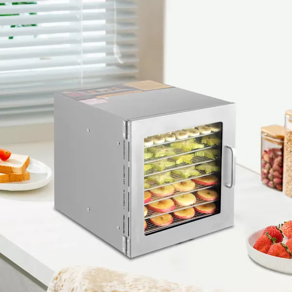 Deshidratador de acero inoxidable, 700 W, temperatura ajustable, 35-90 ℃, temporizador ajustable 0-24 horas, para frutas, verduras, 30 x 35 x 32 cm