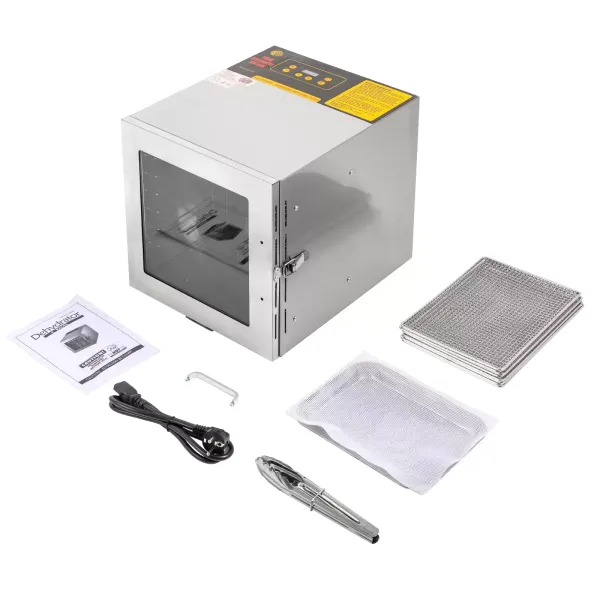 Deshidratador de acero inoxidable, 700 W, temperatura ajustable, 35-90 ℃, temporizador ajustable 0-24 horas, para frutas, verduras, 30 x 35 x 32 cm
