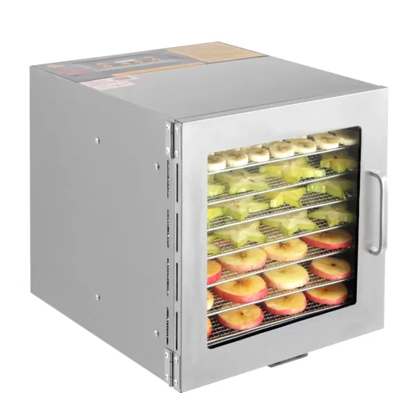 Deshidratador de acero inoxidable, 700 W, temperatura ajustable, 35-90 ℃, temporizador ajustable 0-24 horas, para frutas, verduras, 30 x 35 x 32 cm