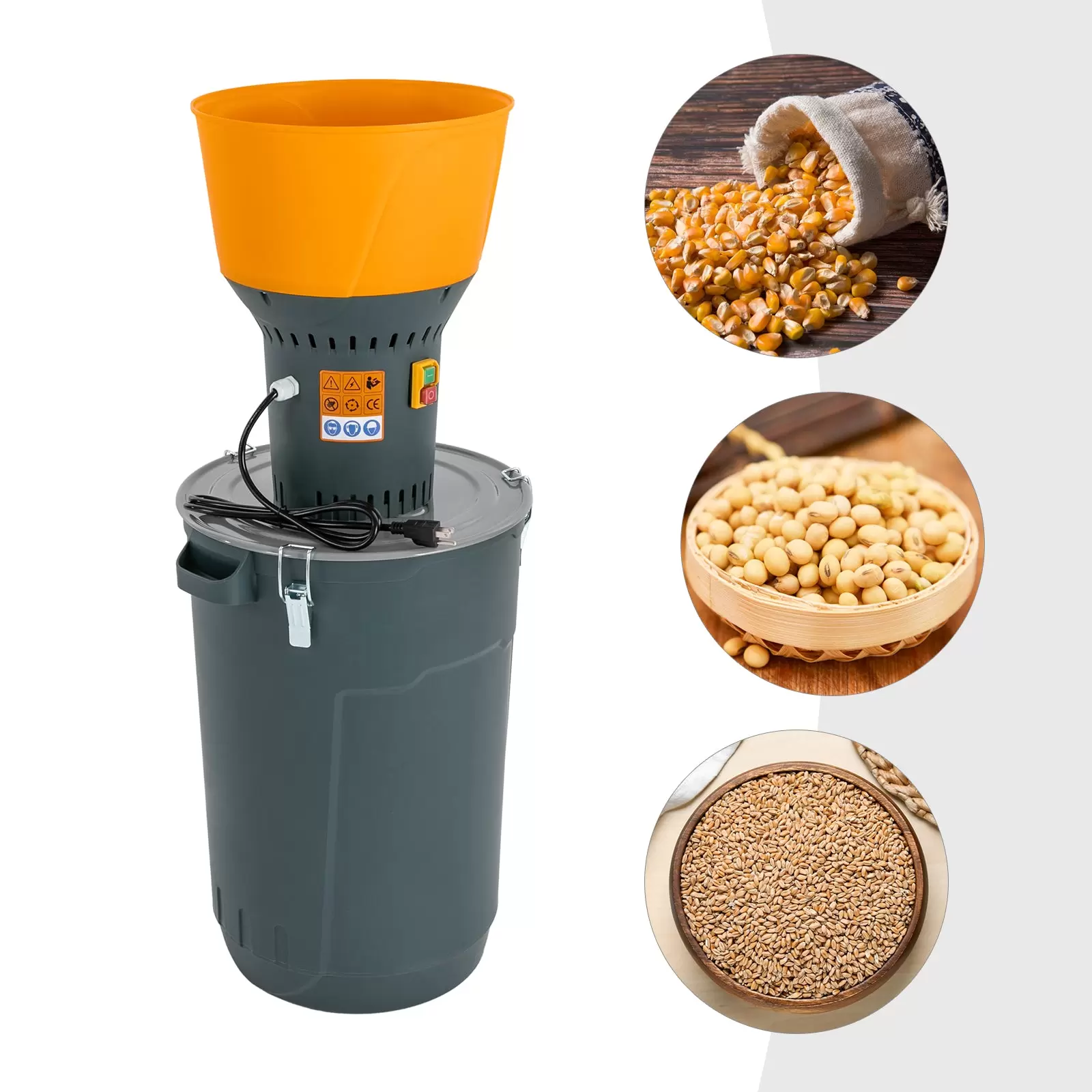1300W 60L Molino con 5 tamices, molino eléctrico, molino de cereales , potente pequeña de trituradora de alimentación multifuncional, comercial