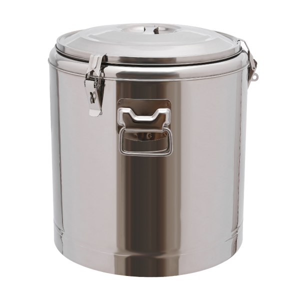 Calentador de alimentos de acero inoxidable con tapa, cubo aislado de 32L, para todo tipo de fiestas, 36.5*45.5cm, Plata