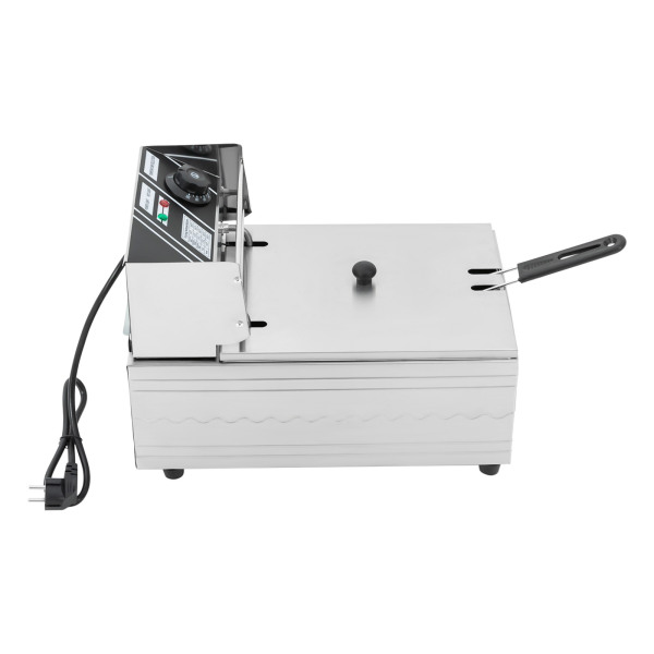 Freidoras eléctricas de 2500 W, 6 L de acero inoxidable, 60-200 ℃, con cesta para freír y tapa, para catering restaurantes Freidoras eléctricas de 2500 W, 6 L de acero inoxidable, 60-200 ℃, con cesta para freír y tapa, para catering restaurantes