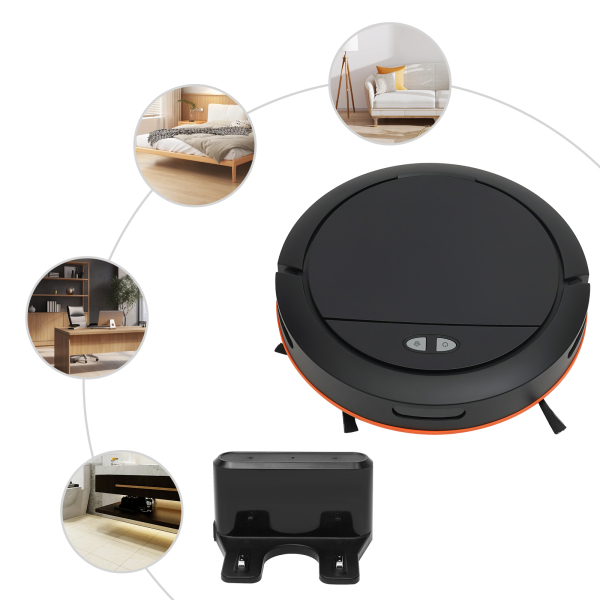 Barrer, aspirar y trapear Robot de barrido inteligente 3 en 1 Potencia de succión de 2,7 KPA - negro