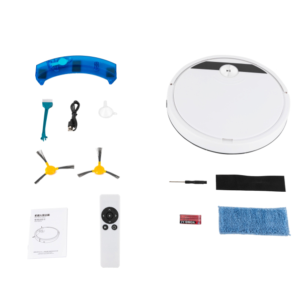 Barredora 3 en 1, Barredora multifunción, Aspiradora robótica con 1800Pa, Resistencia: 90min, 30*4,5cm, Blanco Barredora 3 en 1, Barredora multifunción, Aspiradora robótica con 1800Pa, Resistencia: 90min, 30*4,5cm, Blanco