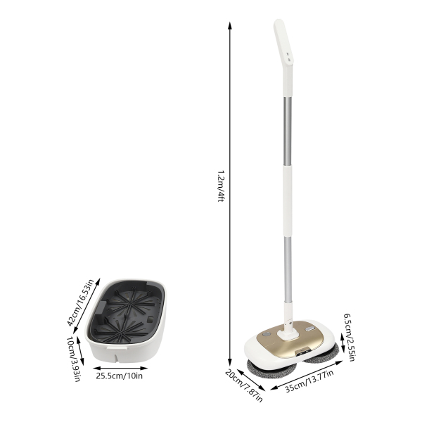 Mopa eléctrica con cubo de limpieza, Mopa eléctrica sin cable para limpieza de suelos, 40W, Alrededor de 150rpm, Dorado Mopa eléctrica con cubo de limpieza, Mopa eléctrica sin cable para limpieza de suelos, 40W, Alrededor de 150rpm, Dorado