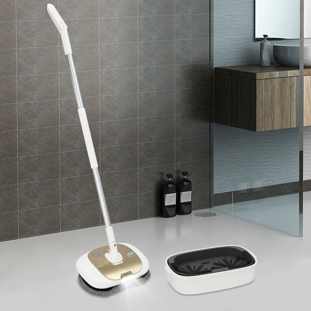 Mopa eléctrica con cubo de limpieza, Mopa eléctrica sin cable para limpieza de suelos, 40W, Alrededor de 150rpm, Dorado