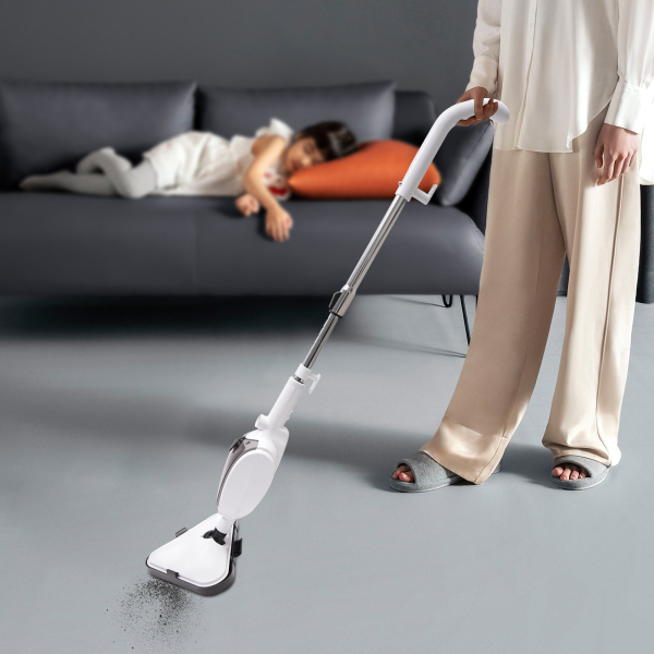 Limpiadora a Vapor, Mopa a Vapor, Fregona Eléctrica, Limpieza a vapor a alta temperatura, 1300W, 28*22*120 cm, Blanco