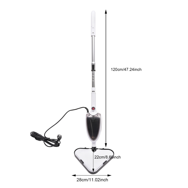 Limpiadora a Vapor, Mopa a Vapor, Fregona Eléctrica, Limpieza a vapor a alta temperatura, 1300W, 28*22*120 cm, Blanco Limpiadora a Vapor, Mopa a Vapor, Fregona Eléctrica, Limpieza a vapor a alta temperatura, 1300W, 28*22*120 cm, Blanco