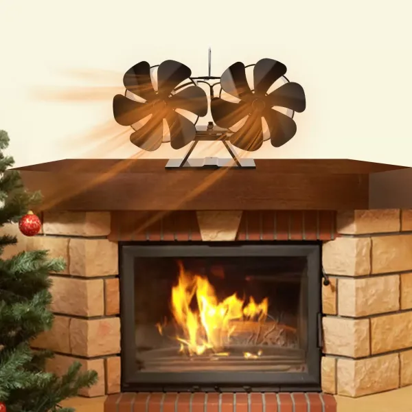 Ventilador de estufa de leña para estufa de leña,  termoeléctrico de 12 hojas para estufa de leña/pellet/quemador de bloques