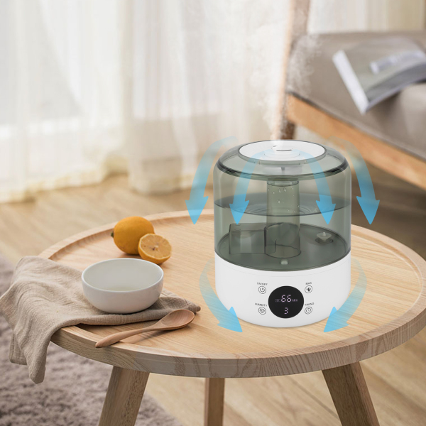 Humidificador eléctrico de llenado superior, Difusor humidificador ambiental ultrasónico, 18.5*22cm, Blanco