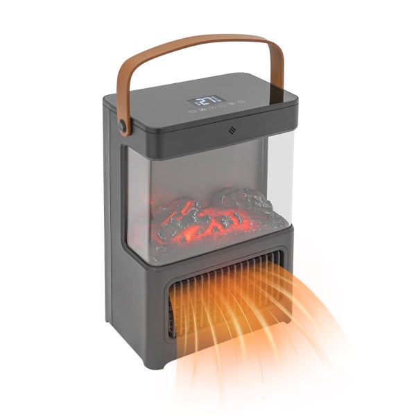 Calentador de chimenea de simulación 3D, con control remoto, para habitación dormitorio (negro)