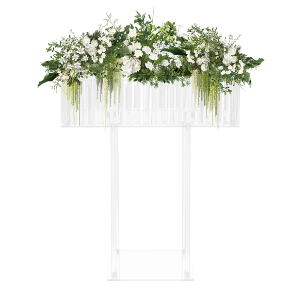 23.62*7.87*30.7in Soporte de flores cuadrado, soporte de flores para bodas, soporte de flores de acrílico para decoraciones de bodas, fiestas, cumpleaños, celebraciones