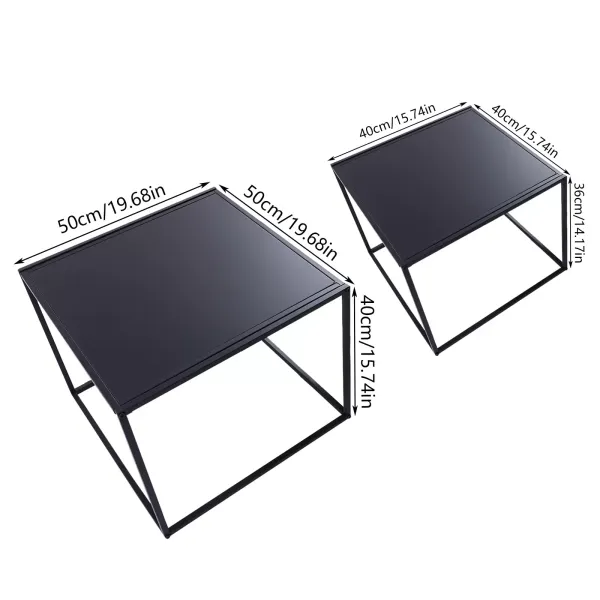 Juego de 4 mesas auxiliares de metal, mesa auxiliar cuadrada, apilables, 2 x 50 cm y 2 x 40 cm, diseño industrial, color negro Juego de 4 mesas auxiliares de metal, mesa auxiliar cuadrada, apilables, 2 x 50 cm y 2 x 40 cm, diseño industrial, color negro