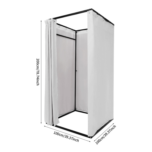 Probador portátil para tienda de ropa, Tienda de ropa, probador, probador, 100 x 100 x 200 cm, gris Probador portátil para tienda de ropa, Tienda de ropa, probador, probador, 100 x 100 x 200 cm, gris