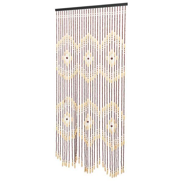 Cortina de cuentas de madera natural para puerta de 90 x 170 cm, cuentas para puerta, decoración para puerta principal, color beige y marrón.