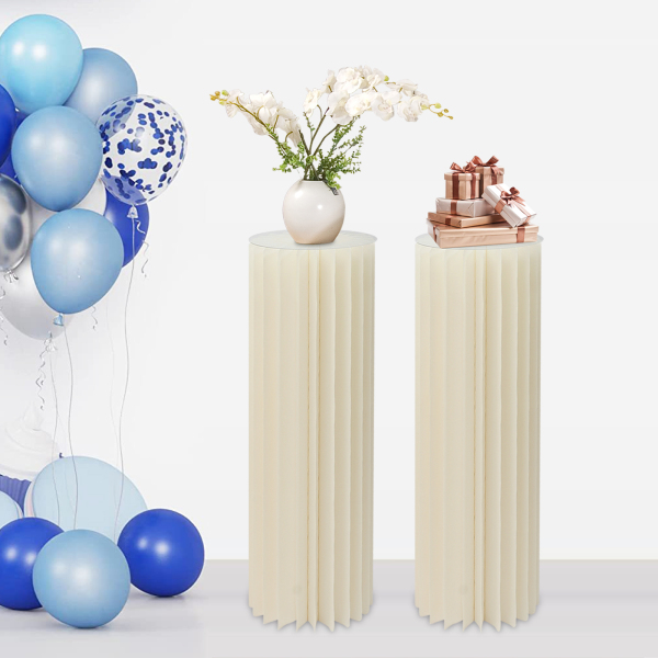 2 soportes cilíndricos para flores con placas de PVC, jarrón de cartón, mesa de postre, exhibición de columnas para bodas, transportar 50 kg (100 cm)