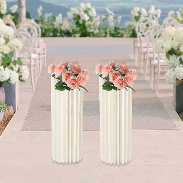 2 unidades de 80 cm de altura de papel portavelas soporte de vela de boda, centro de evento, rack de flores, color blanco de 31,5 pulgadas