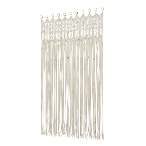 Cortina de ventana, Cortina de algodón hilado de puerta de armario, telón de fondo largo de estilo bohemio, Blanco Cortina de ventana, Cortina de algodón hilado de puerta de armario, telón de fondo largo de estilo bohemio, Blanco