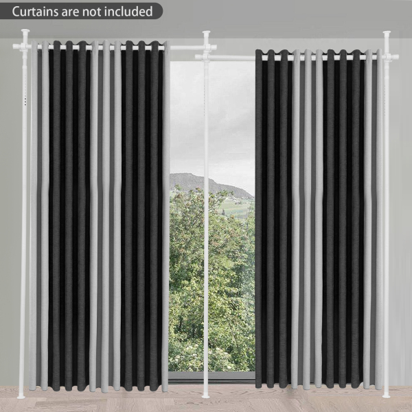 Soporte divisor de cortina doble, divisor de ambientes con barra de cortina expandible, soporte de cortina vertical - Poste blanco