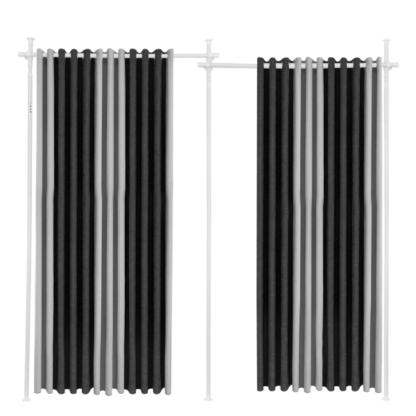Soporte divisor de cortina doble, divisor de ambientes con barra de cortina expandible, soporte de cortina vertical - Poste blanco