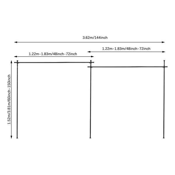 Soporte divisor de cortina doble, divisor de ambientes con barra de cortina expandible, soporte de cortina vertical - Poste negro