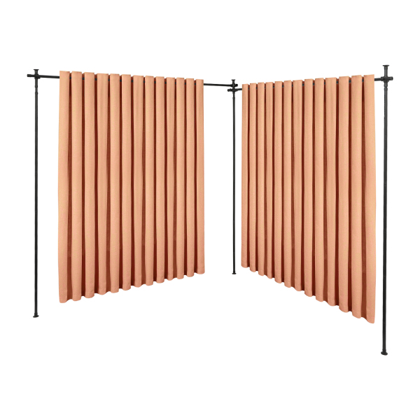 Soporte divisor de cortina doble, divisor de ambientes con barra de cortina expandible, soporte de cortina vertical - Poste negro