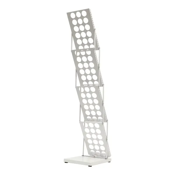 Atril de pie de 4 niveles, soporte plegable para revistas, estanterías de oficina,  soporte de literatura de metal para catálogos y folletos