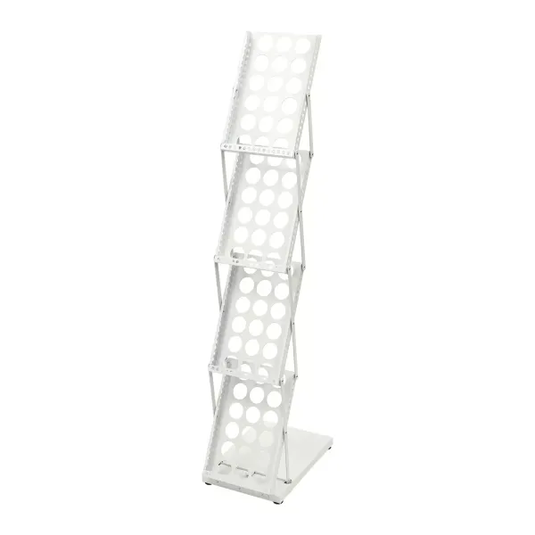 Atril de pie de 4 niveles, soporte plegable para revistas, estanterías de oficina,  soporte de literatura de metal para catálogos y folletos