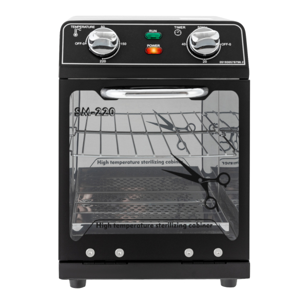 Esterilizador de alta temperatura de 8L, esterilizador de aire caliente de 600W armario de desinfección (Negro)