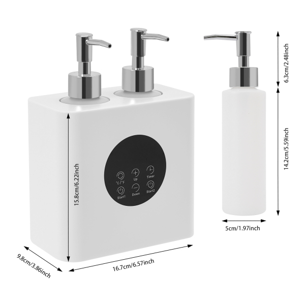 Calentador de aceite de masaje con dispensadores de botellas de aceite, calentador de aceite de masaje eléctrico, calentador de aceite de masaje - Botella doble blanco
