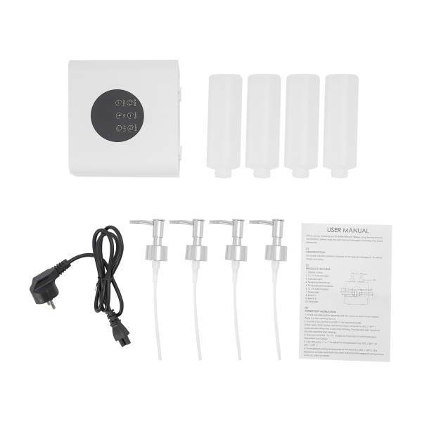 Calentador de aceite de masaje con dispensadores de botellas de aceite, calentador de aceite de masaje eléctrico, calentador de aceite de masaje - Botella doble blanco