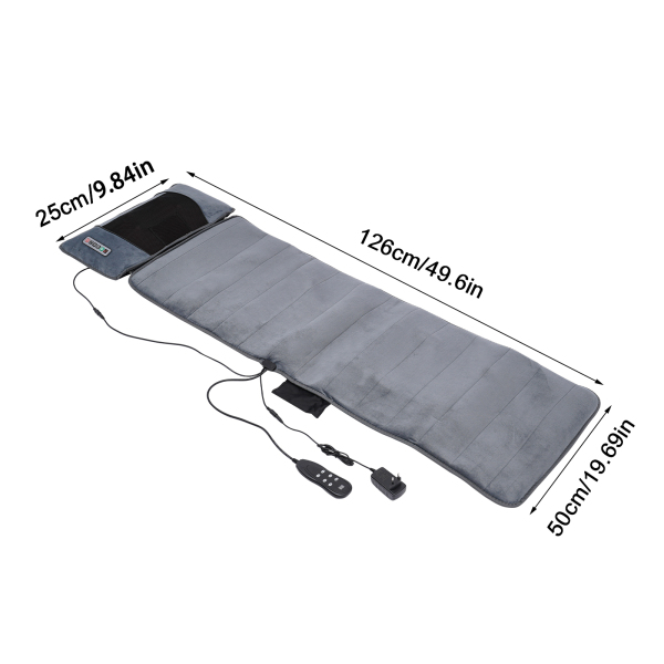 Colchoneta de masaje de cuerpo entero con calor, cojín de masaje cervical extraíble y airbag de descompresión de cintura