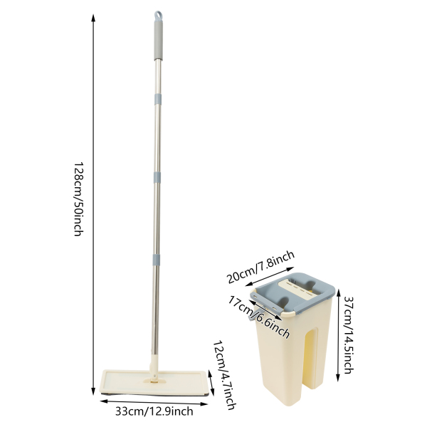 Kit de Paños de Limpieza Trapeador Plano Giratorio 360° con Cubo