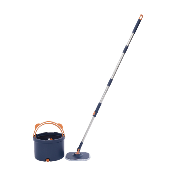 Fregona giratoria y balde, kit de fregona giratoria y balde para el hogar, kit de balde de fregona giratoria - Azul oscuro